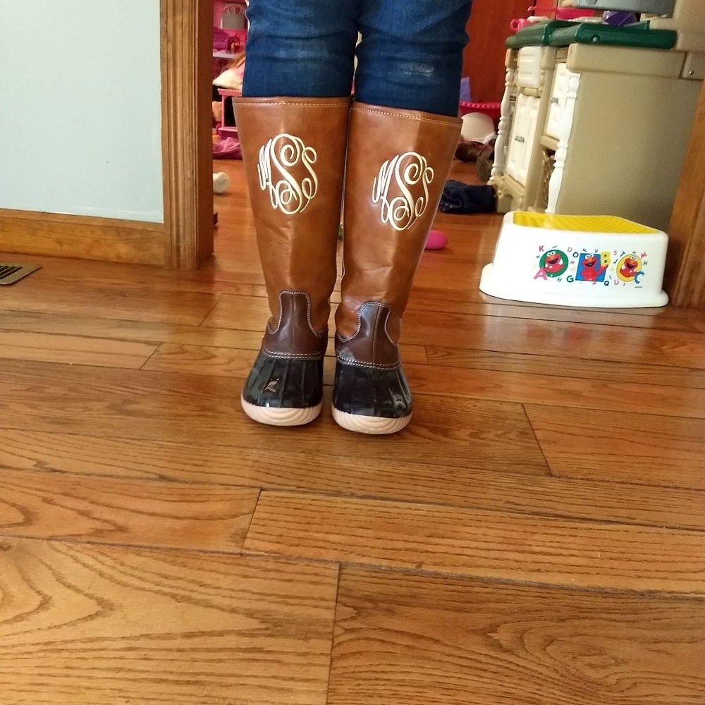 Monogrammed duck boots
